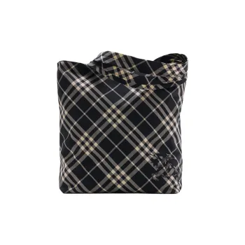 Burberry Polyester Blend With Polyurethane Tote Bag Shopping Bag Shoulder Bag Handbag Men's Black & Plain White