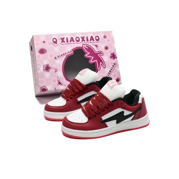 Circle small Skateboard Shoes Unisex Low Top White Red/White Black Base/White Red Mismatched