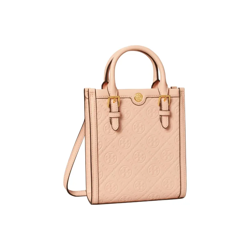 TORY BURCH T Monogram Leather Tote Bag Shopping Bag Shoulder Bag Crossbody Bag Handbag Mini Women's Blush Red-1