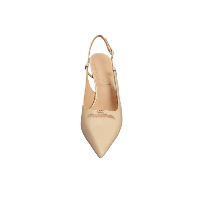 CHARLES&KEITH Small Ck One Strap High Heel Sandals 10.3cm Women's Black Box Black/Silver/Beige-10