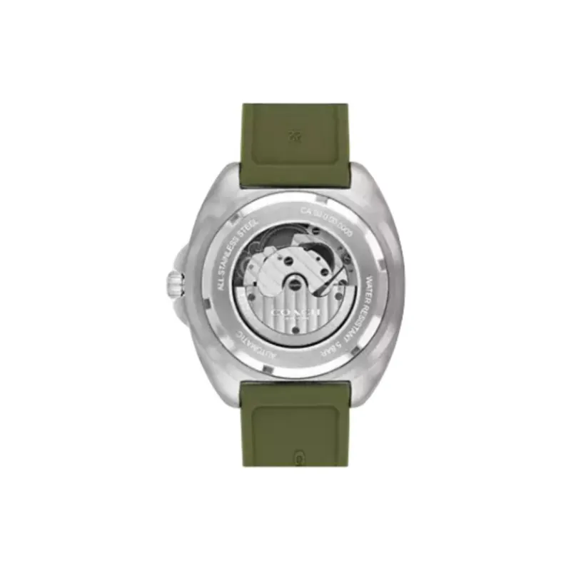 COACH Charter Wrist Watch Automatic Mechanical Movement Silicone Strap 44mm Gray Dial Men's Watches-2