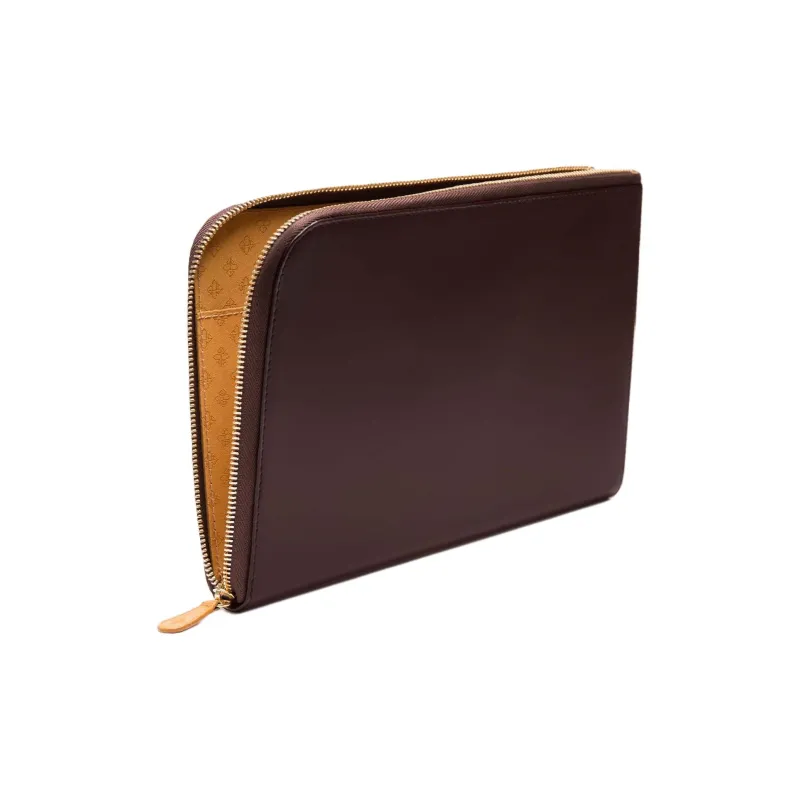 ETTINGER Leather Clutch Large Size Unisex Nut & Tan-2
