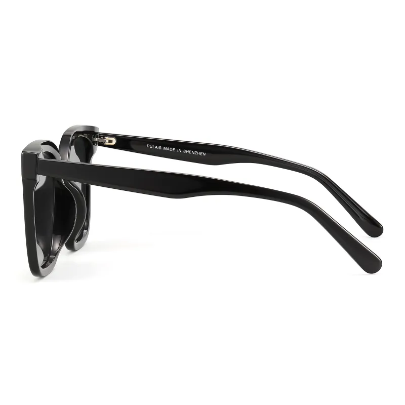 PULAIS Plate Frame Square Sunglasses Unisex Black-3