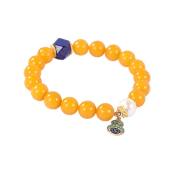 S&A Amber Beeswax Beaded Bracelet Fine Jade Bracelet Women's