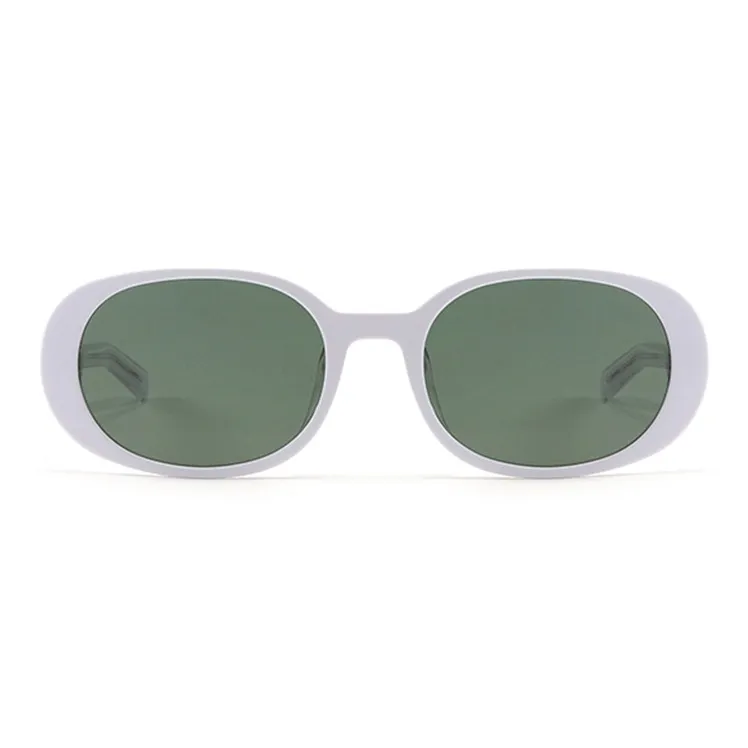 LUNAR Plate Frame Oval Sunglasses Unisex Black Lotus Color White Pink-6