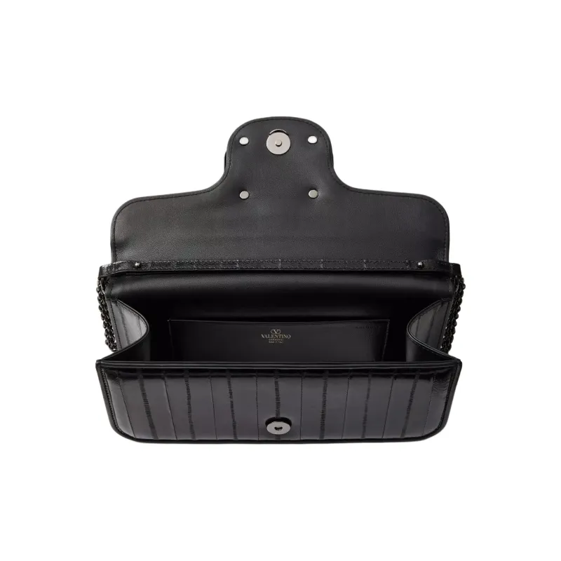 Valentino GARAVANILocò Eel Skin Portable Crossbody Bag, Shoulder Bag Women's Black-5