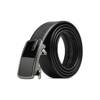 Anthony Miles Zinc Alloy First Layer Of Cowhide Leather Belts Men's Black 3.5cm