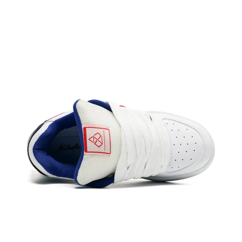 ALI THE FOX Balanced, Lightweight, And Breathable Low Top Skateboard Shoes Unisex White Blue Red-5