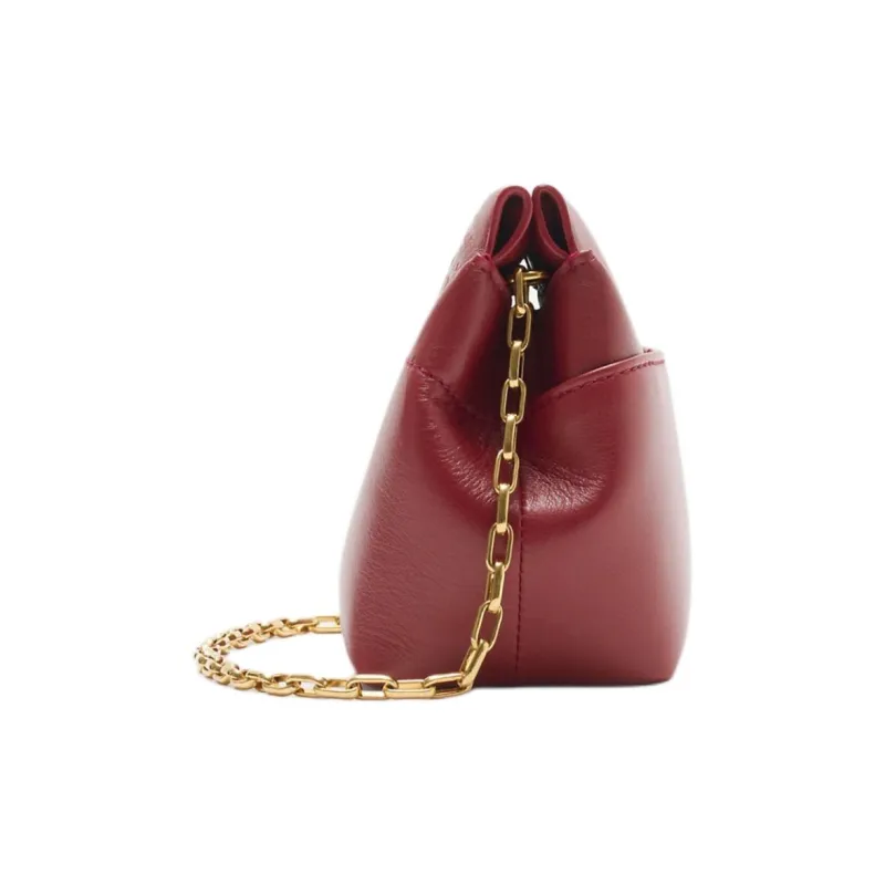 Burberry Smooth Calf Leather One Shoulder Crossbody Clutch Women's Red-1