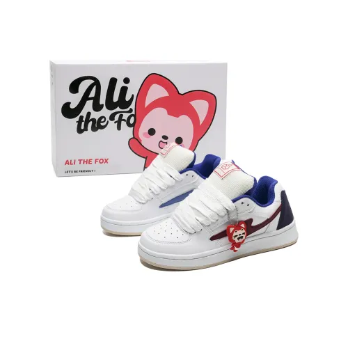 ALI THE FOX Skateboard Shoes Unisex Low-Top White/Red Blue