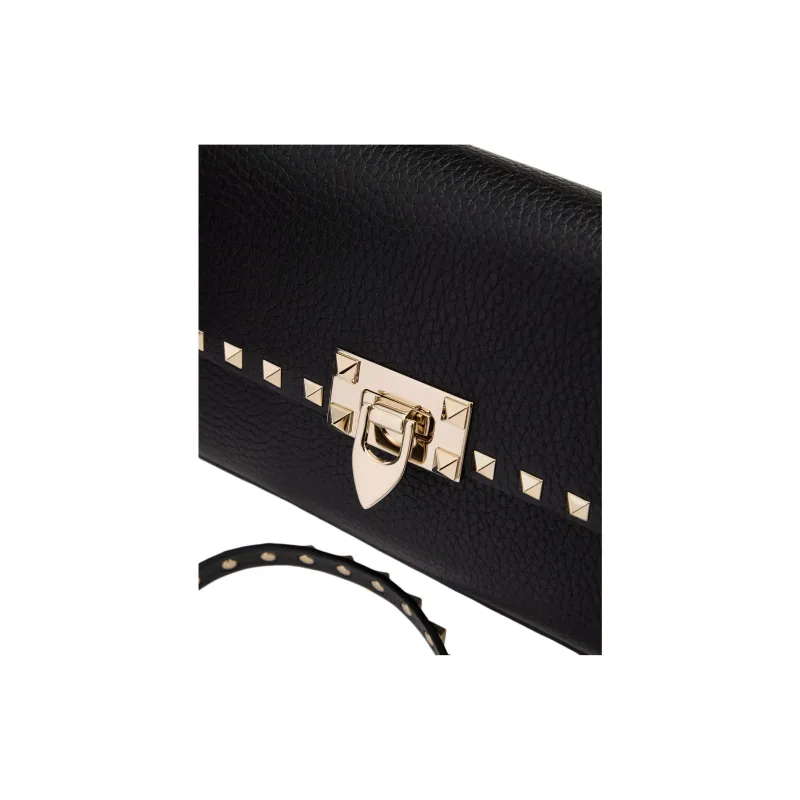 Valentino ROCKSTUD Grained Calfskin Shoulder Bag Crossbody Bag Women's Black-6