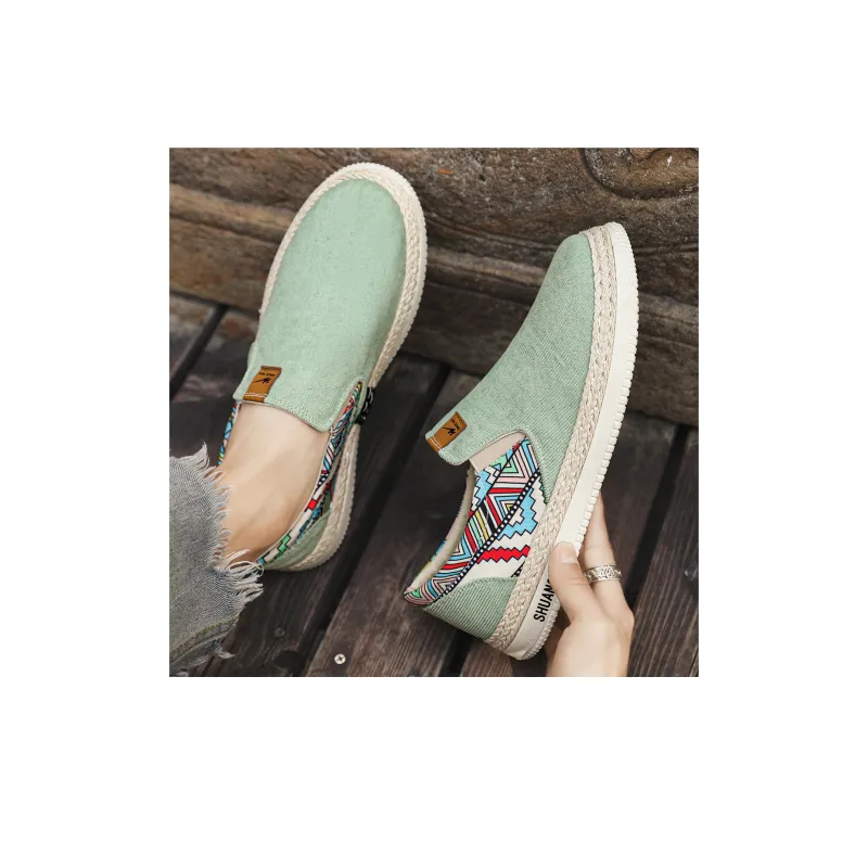 Binary Low Top Canvas Shoes Men's Green-7