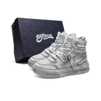 OUGLEMEN Box High Top Skateboard Shoes Unisex Gray
