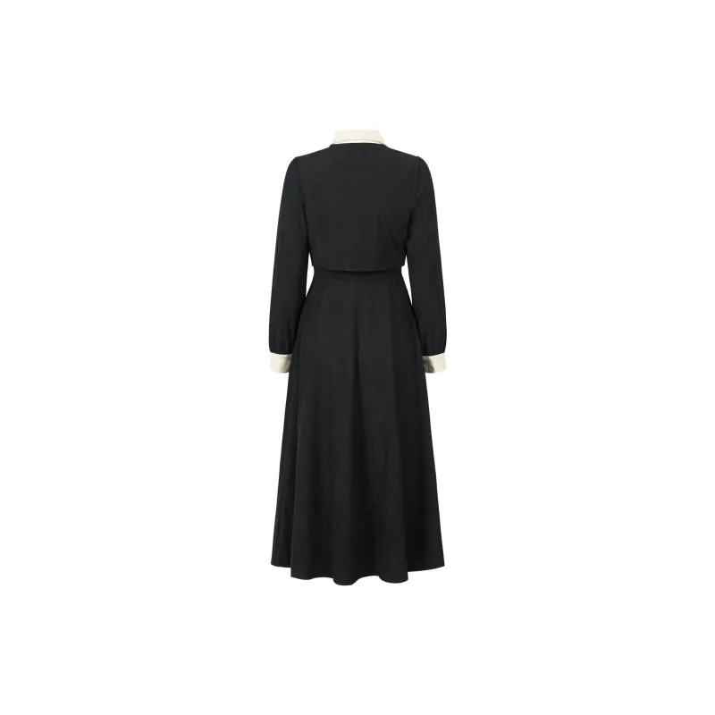 XUANSHU Long Sleeved Dresses Women's Black-1