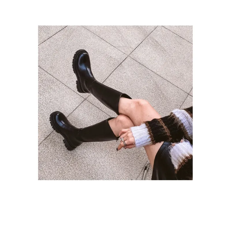 Wonderful Couple Knee-high Boots 5cm Women's Black-3