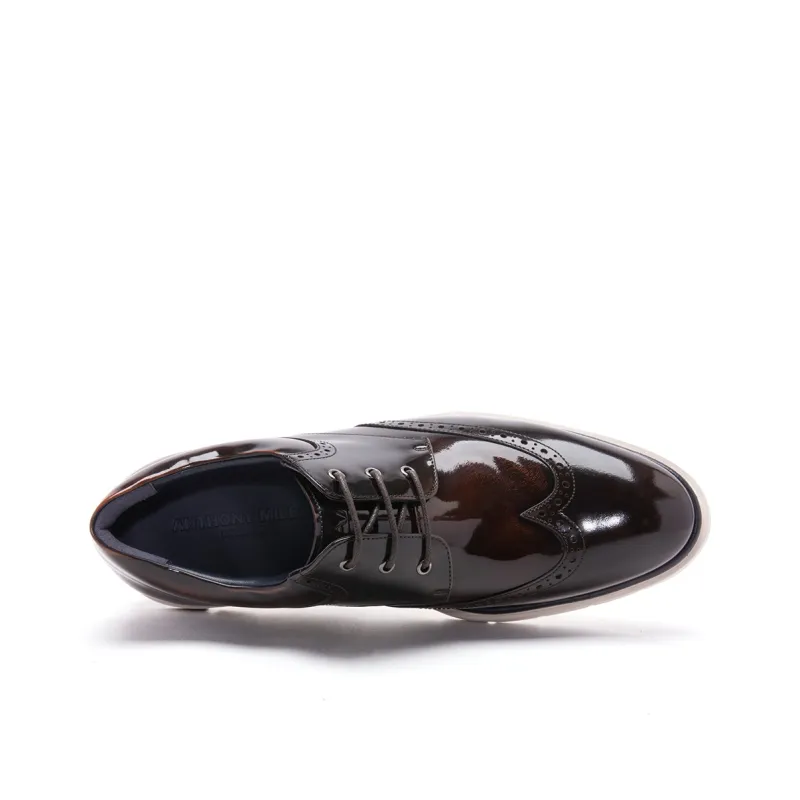 Anthony Miles Casual Shoes Men's Dark Brown With Yellowish Brown Highlights-2
