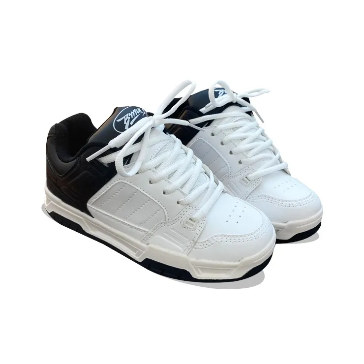 XLAIII Anti Slip And Wear Resistant Lightweight Low Top Skateboard Shoes Unisex White Black-3