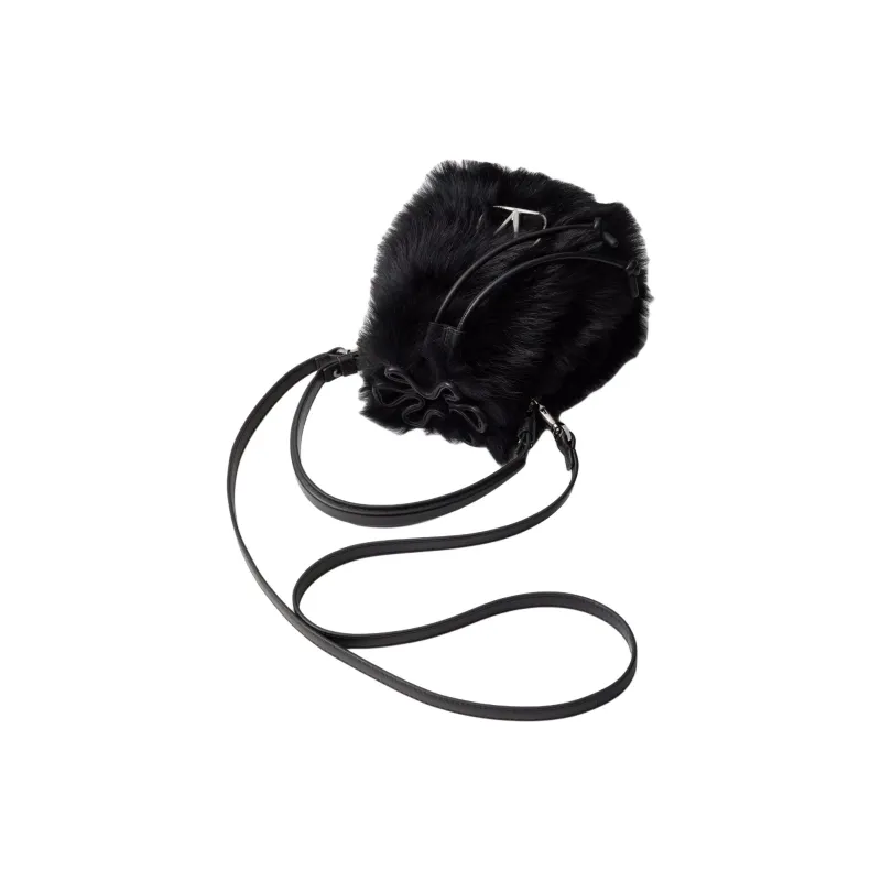 Valentino Sheepskin Bucket Bags Shoulder Bag Crossbody Bag Handbag Mini Women's Black-4