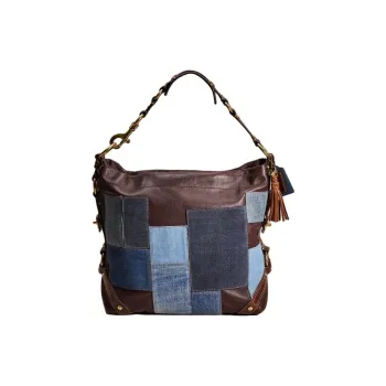 COACH Carly Nappa Leather Handbag Large Size Unisex Brown
