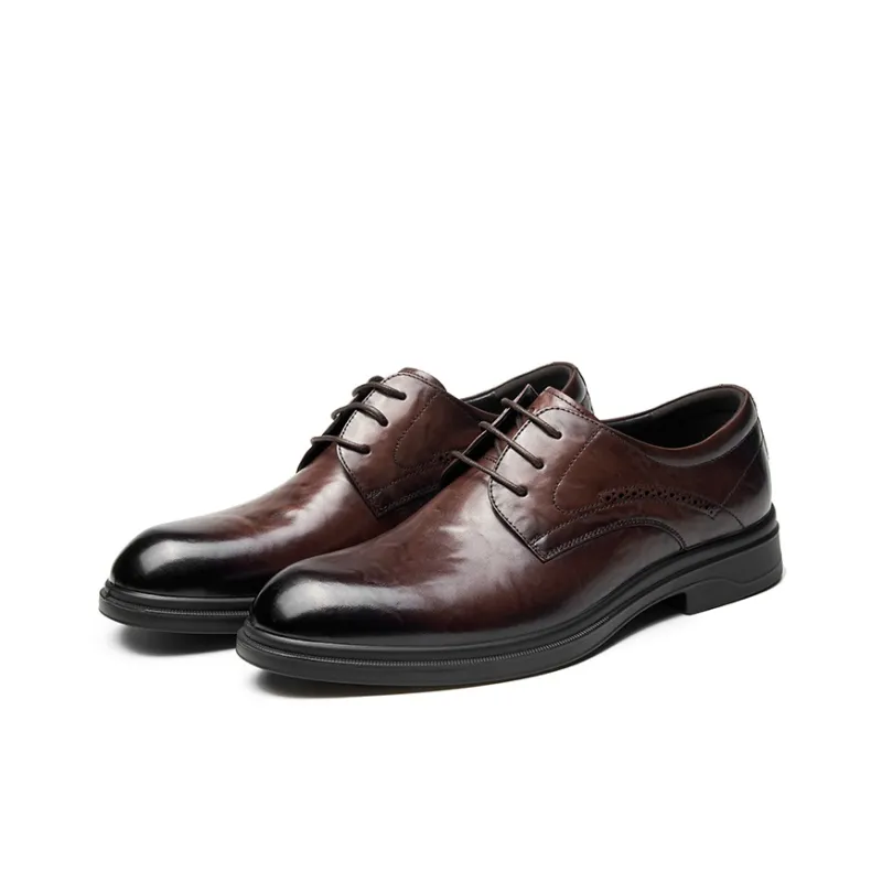 AOKANG Dress Shoes Men Low Top Russet-2
