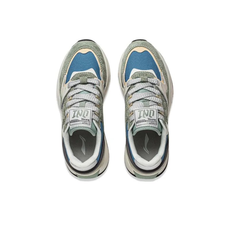 LiNing Cushioned Slip Resistant Low Top Casual Shoes Women's Green Blue White-3