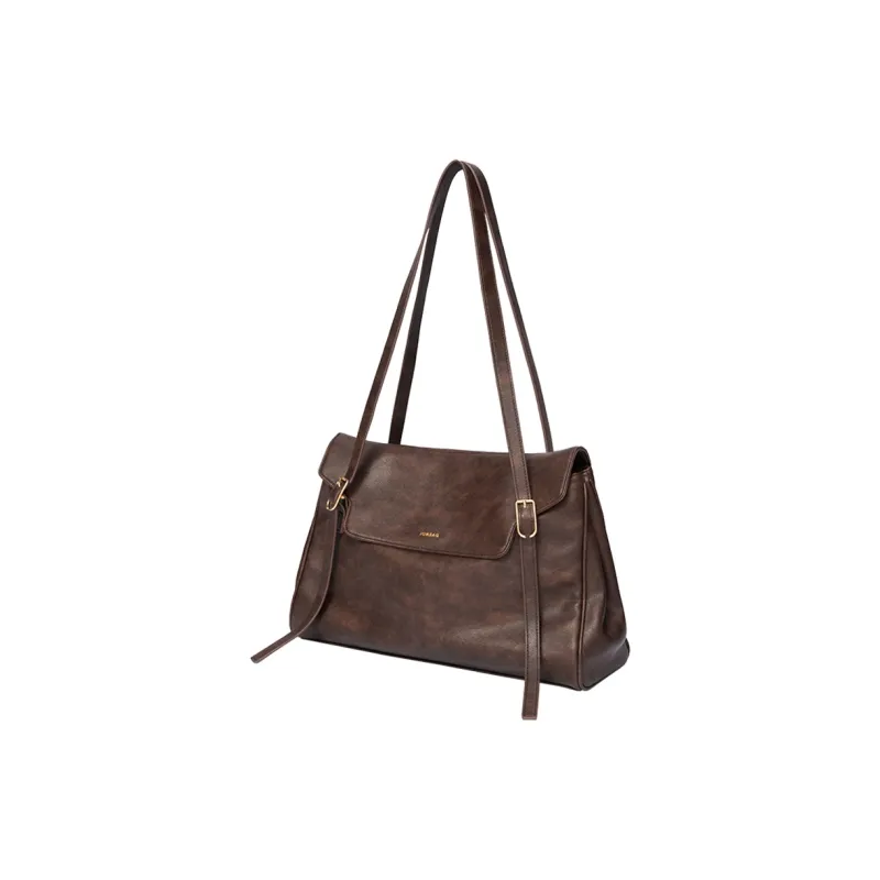 JONBAG PU Tote Versatile Commute Shoulder Bag Large Size Women's Polished Brown-1