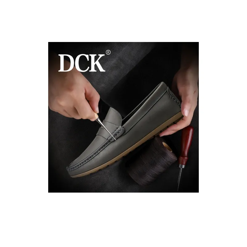 DCK Men's Casual Shoes Men Low Top Gray/Dark Brown-5