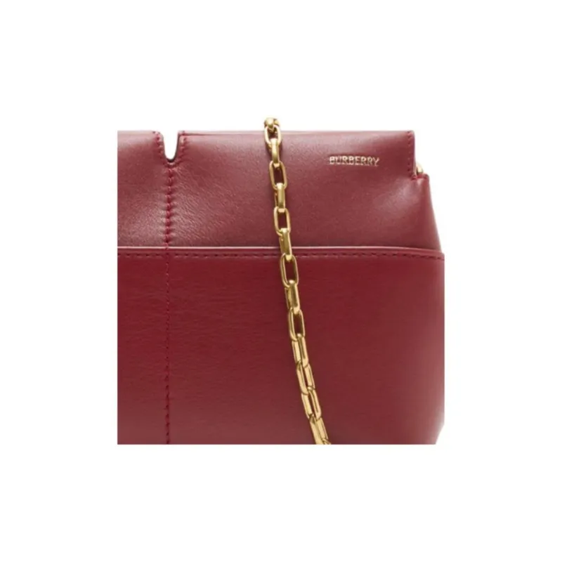 Burberry Smooth Calf Leather One Shoulder Crossbody Clutch Women's Red-3