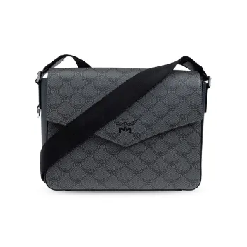 MCM Nappa Leather Messenger Bag, Shoulder Bag Small Size Women's Dark Gray