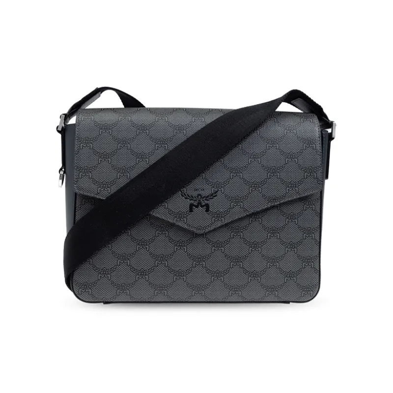 MCM Nappa Leather Messenger Bag, Shoulder Bag Small Size Women's Dark Gray-0