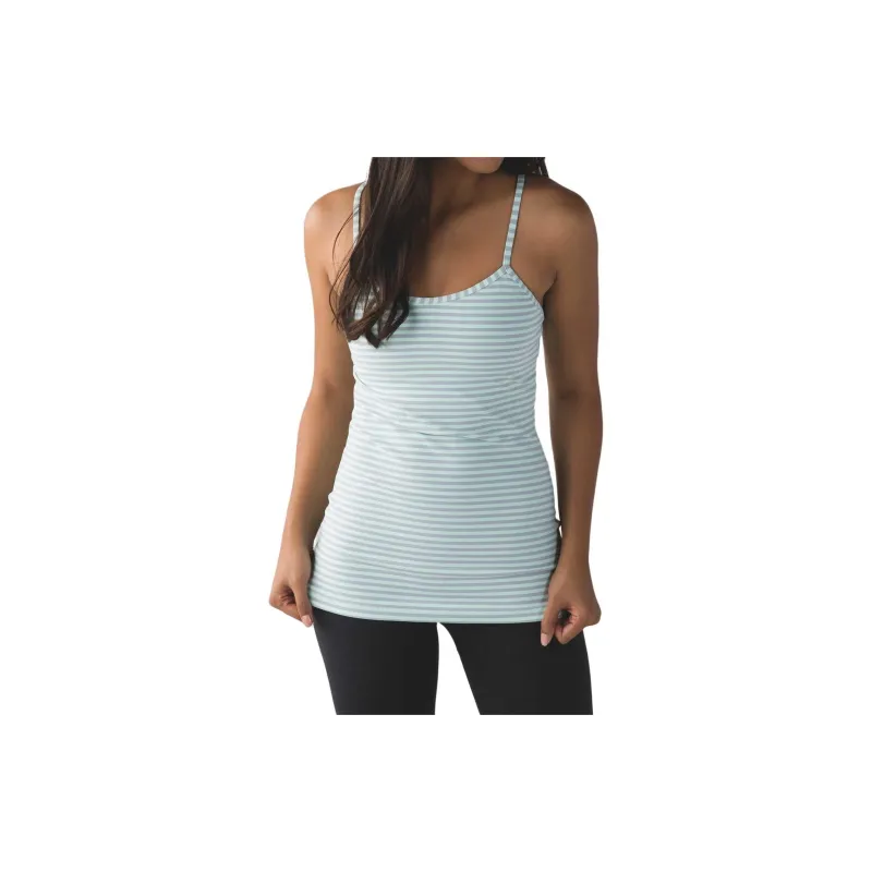 Lululemon Power Y Sport Vests Women's Green Gray Stripes-1