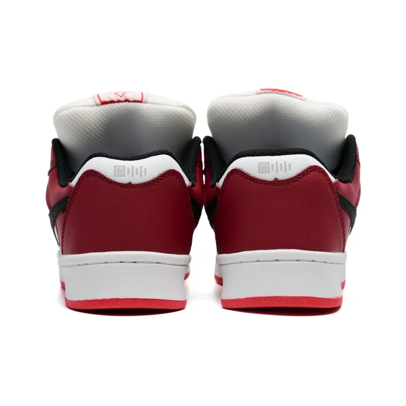 Circle small Skateboard Shoes Unisex Low Top White Red/White Black Sole/White Red Mismatched-6