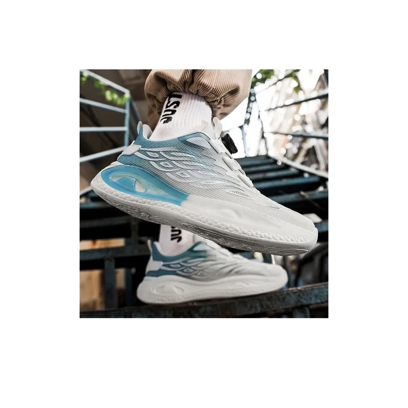 Binary Low Top Running Shoes Men's White Blue-10