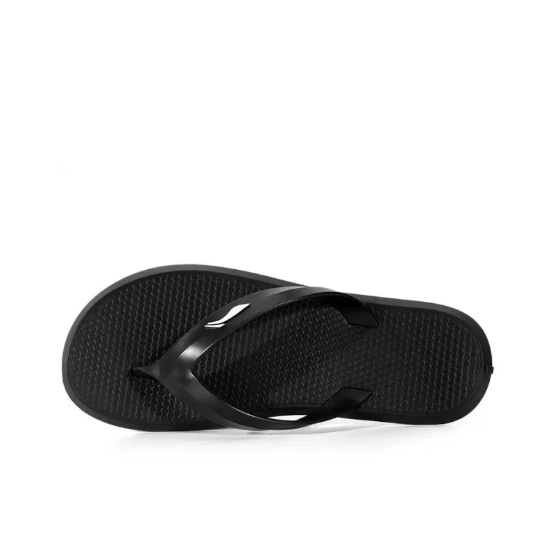LiNing Odor Resistant Abrasion Resistant Slip Resistant Quick Dry Antibacterial Flip Flops Men's Black-3