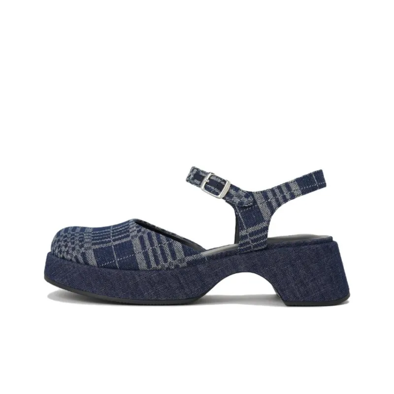 CHARLES&KEITH Small CK Gothic Lolita Style Strap Sandals 5.2cm Women's Black/Pink White Chalk/Brown/Dark Blue-12
