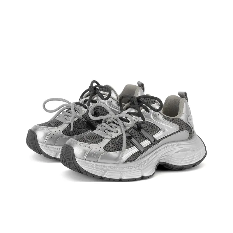 GEMEIQ Slip Resistant, Abrasion Resistant, Breathable, Height Increasing Low Top Chunky Sneakers Women's-5