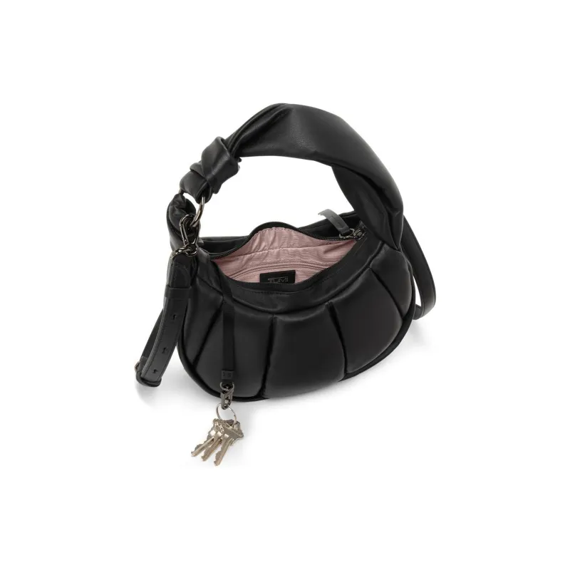 TUMI Leather Handbag Shoulder Bag Crossbody Bag Small Size Women's Black Mousse Color-2