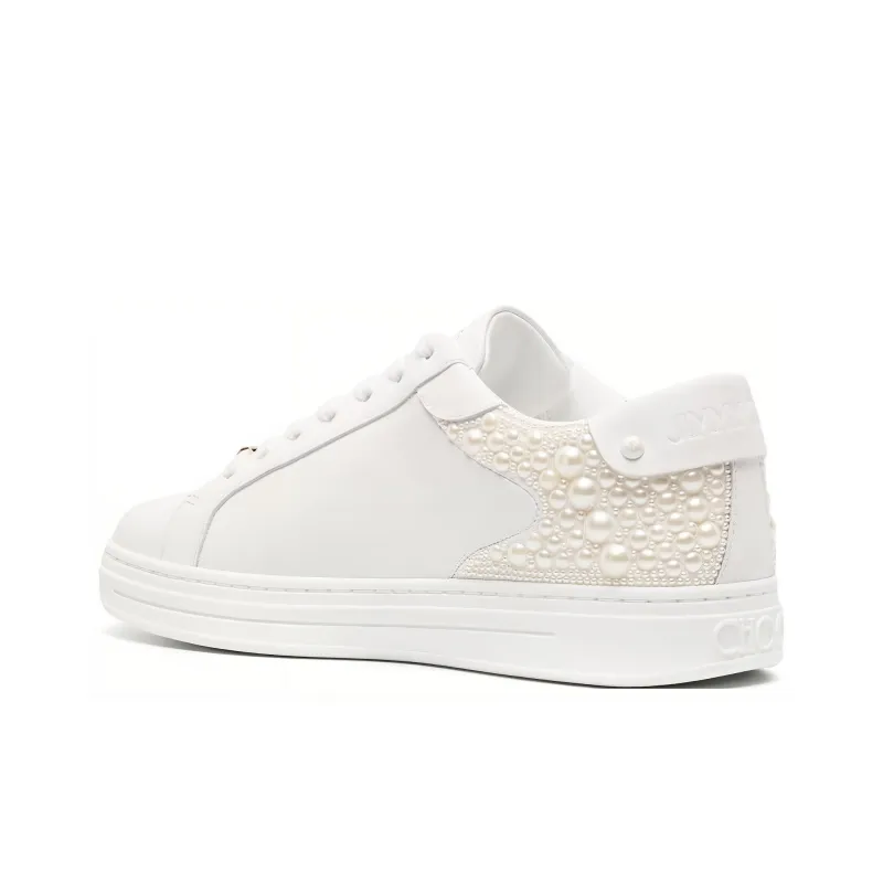Jimmy Choo Rome Low Top Skateboard Shoes Women's White-3