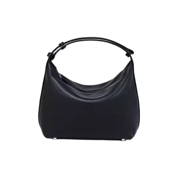 DISSONA Cow Leather One Shoulder Handbag Medium Size Women's Black/Gray/Yellow/Green