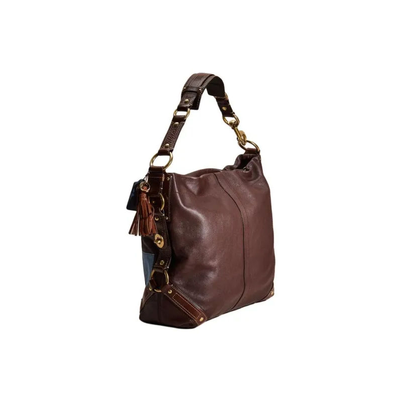 COACH Carly Nappa Leather Handbag Large Size Unisex Brown-1