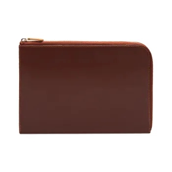 ETTINGER Leather Clutch Medium Size Unisex Nut & Tan