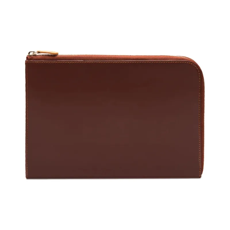 ETTINGER Leather Clutch Medium Size Unisex Nut & Tan-0