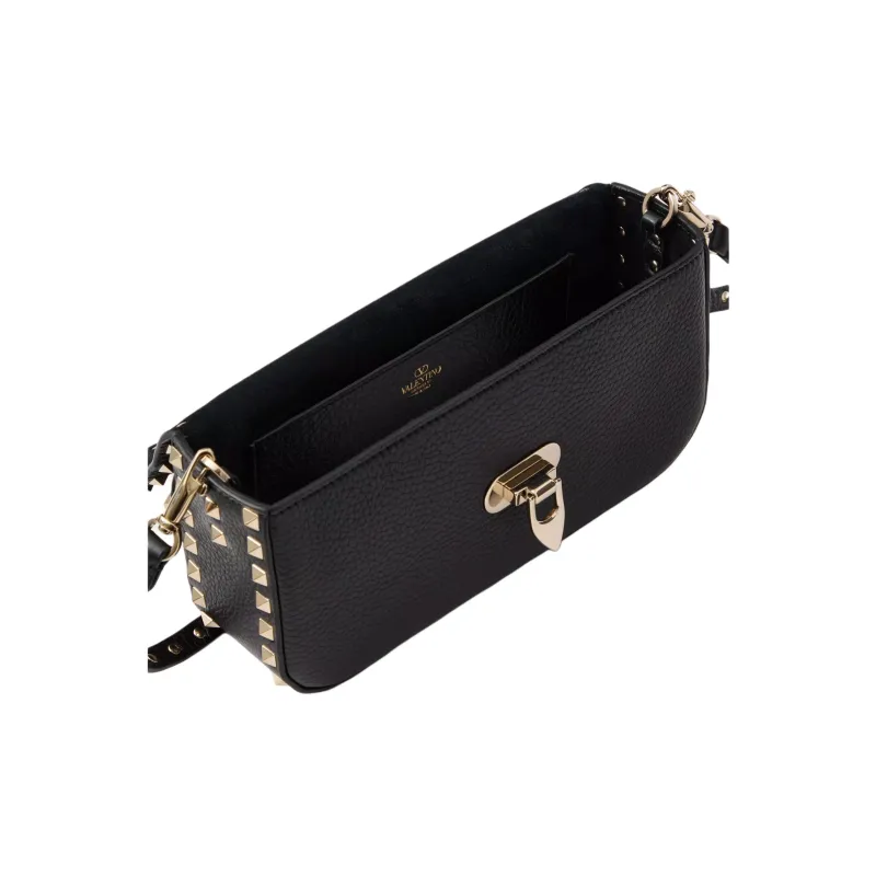 Valentino ROCKSTUD Grained Calfskin Shoulder Bag Crossbody Bag Women's Black-5
