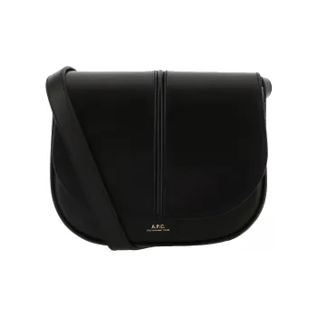 A.P.C Genuine Leather Saddle Bag Crossbody Shoulder Bag Women's Black