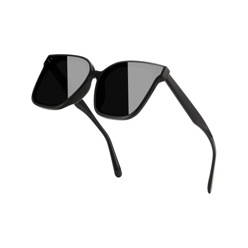 PULAIS Plate Frame Square Sunglasses Unisex Black-2