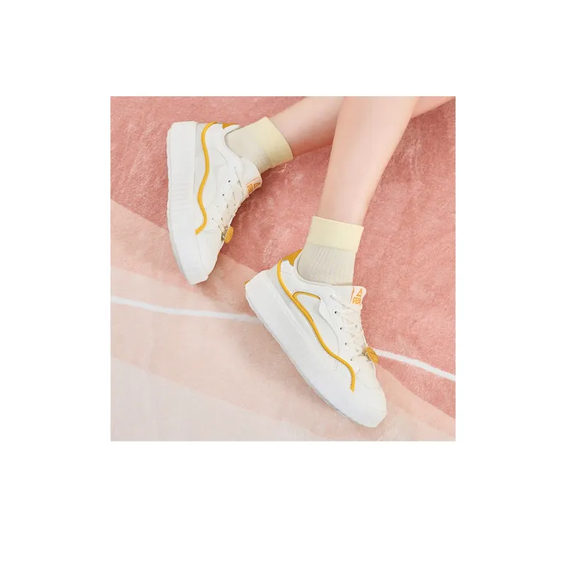 PEAK Cushioned Wear Resistant Breathable Slip Resistant Low Top Casual Shoes Women's Beige White Yellow-6