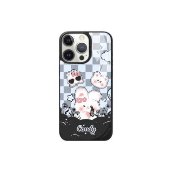 LANWK Glass Material Cool Bunny Phone Case Compatible With Apple IPhone 14/15/16/Pro/Pro Max Case Magnetic