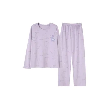 MADALLO Pajama Set Spring And Fall Women's Purple Rabbit