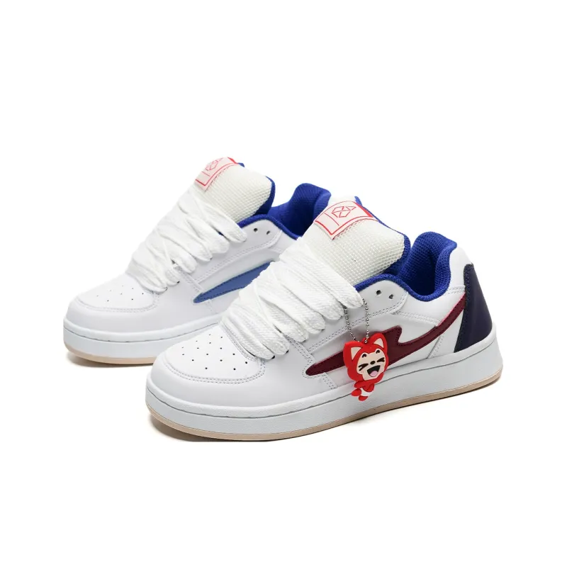 ALI THE FOX Balanced, Lightweight, And Breathable Low Top Skateboard Shoes Unisex White Blue Red-3