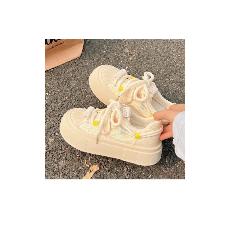 LXVB Low-Top Skateboard Shoes Women's Ecru-5